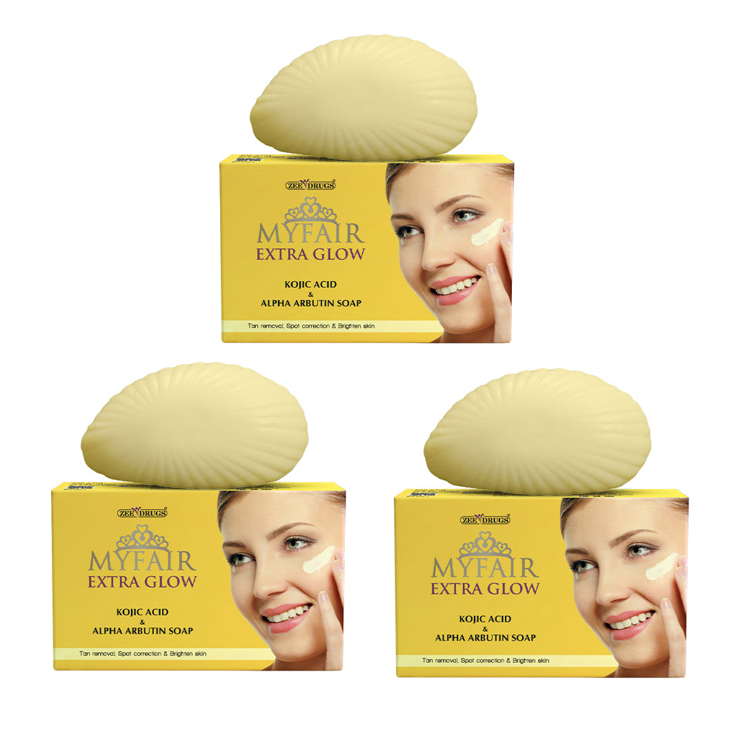 MyFair Extra Glow Kojic Acid & Alpha Arbutin Soap for Skin Brightening - 75g