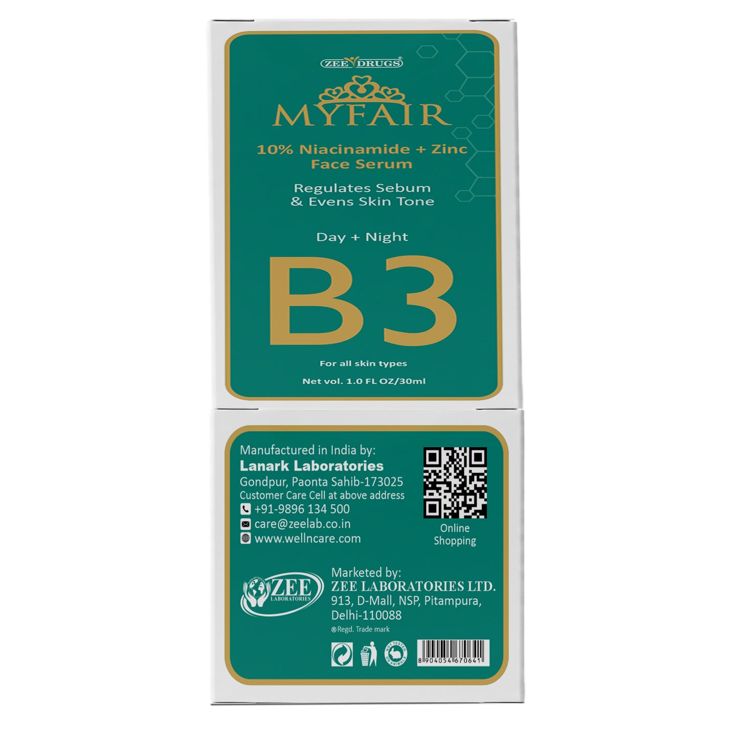 Myfair - 10% niacinamide face serum with zinc - 30 ml