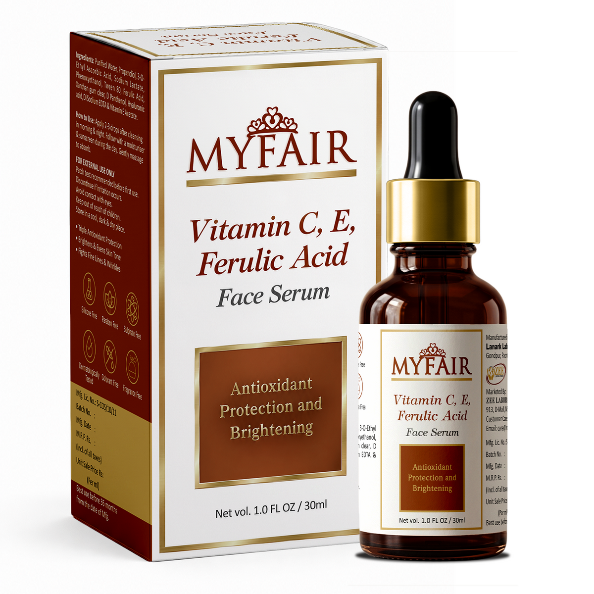 MyFair Vitamin C, E, Ferulic Acid Face Serum for Skin Brightening - 30ml