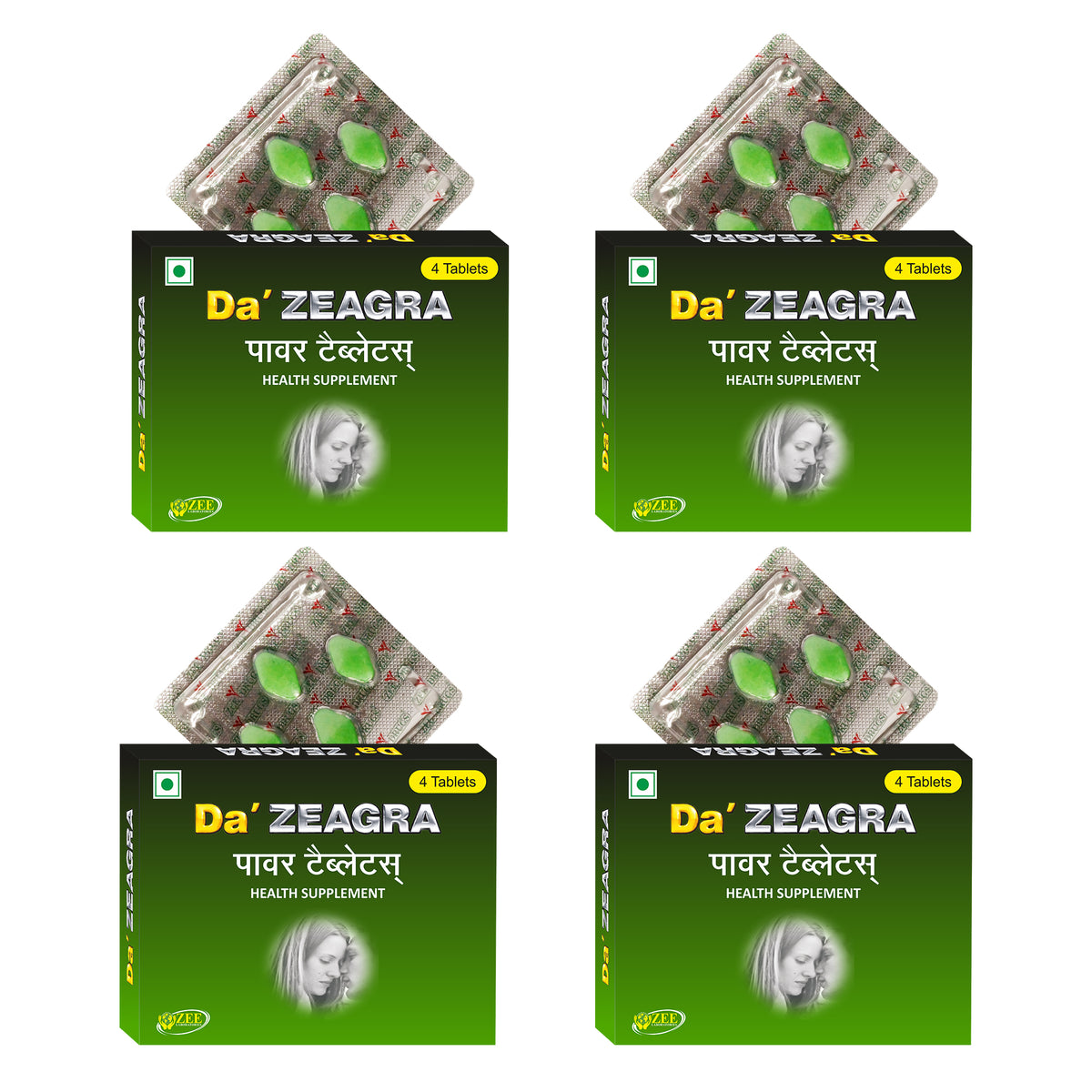 Da'ZEAGRA Tablets for Men | For Intimate Performance, Confidence, Vitality & Longer-Lasting Comfort - 4 Tablets