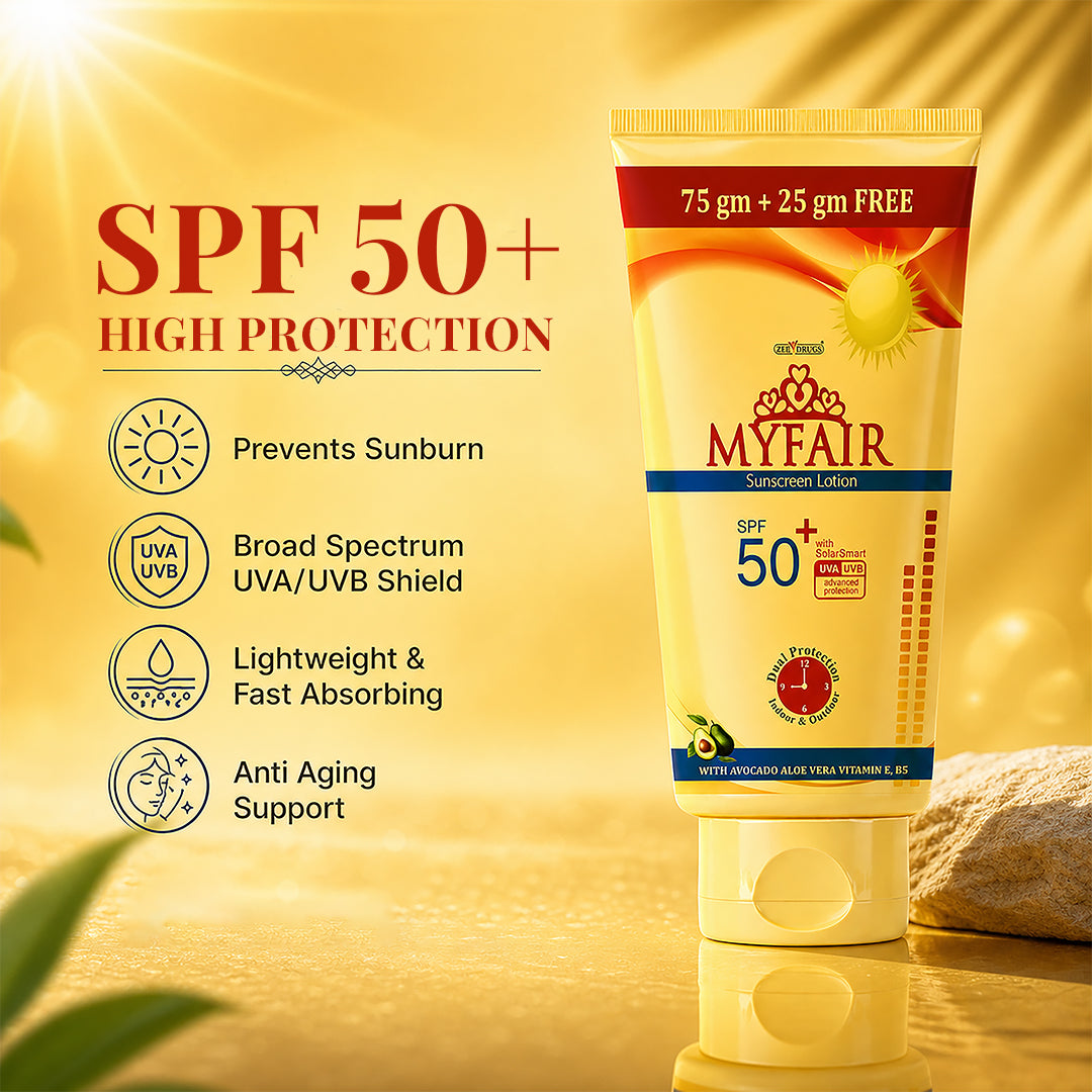 MyFair SPF 50+ Glow Sunscreen Lotion with UVA/UVB Protection