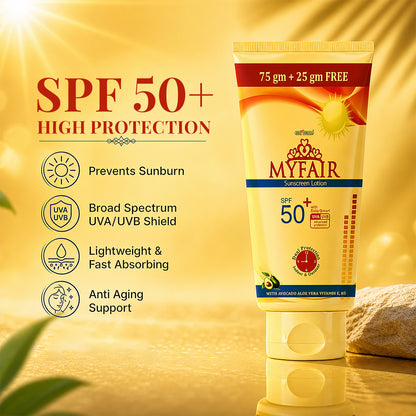 MyFair SPF 50+ Glow Sunscreen Lotion with UVA/UVB Protection