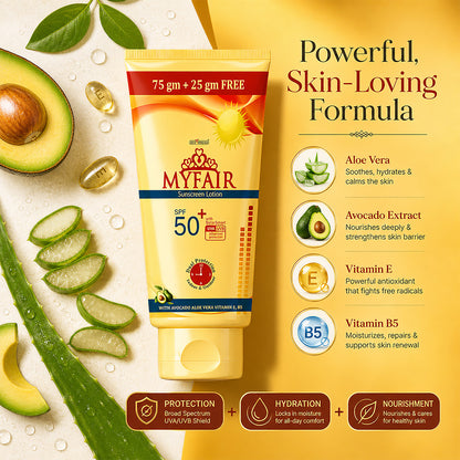 MyFair SPF 50+ Glow Sunscreen Lotion with UVA/UVB Protection