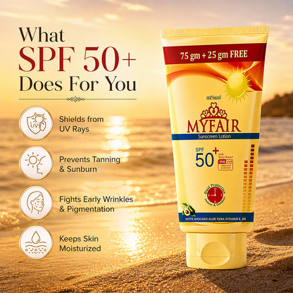 MyFair SPF 50+ Glow Sunscreen Lotion with UVA/UVB Protection