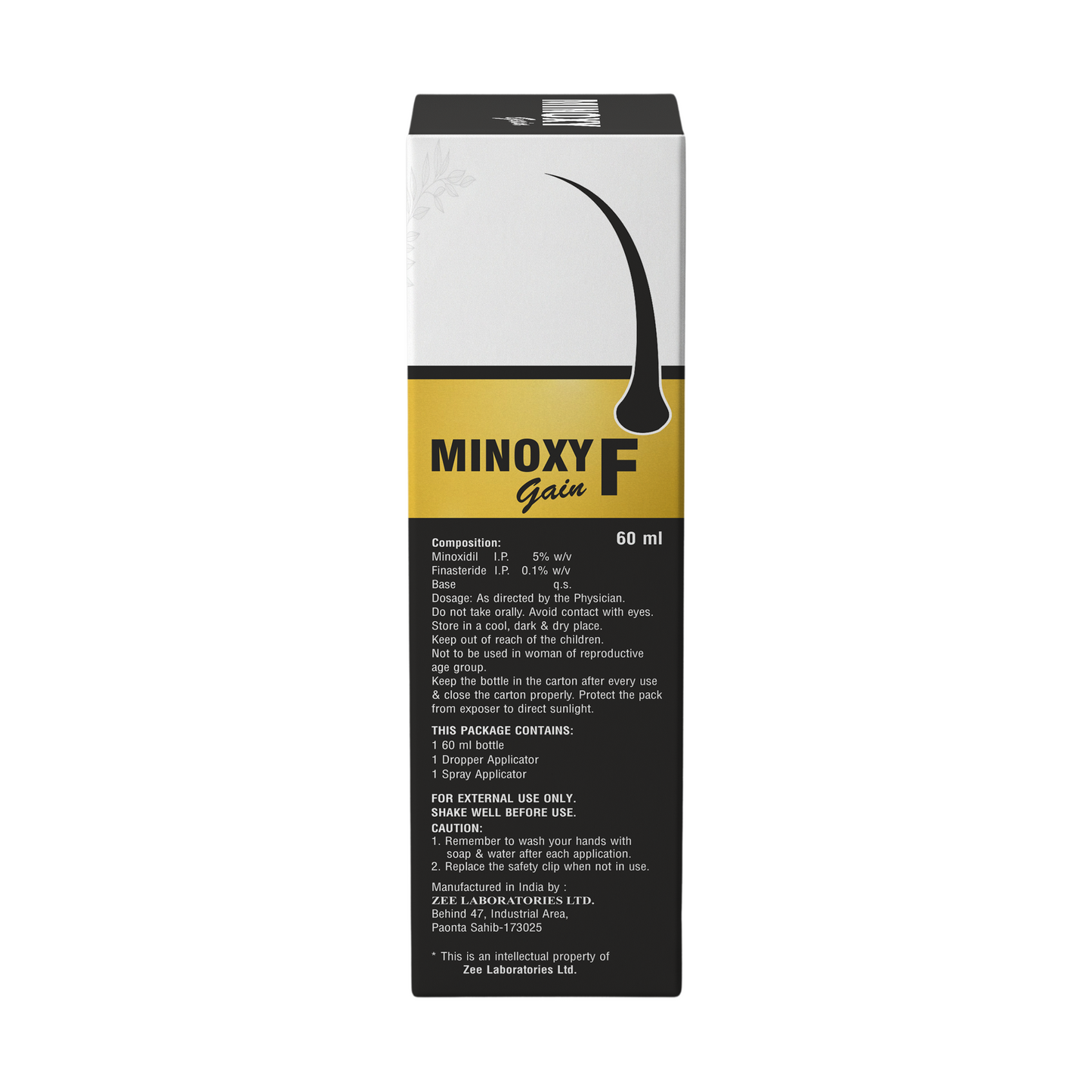 MINOXY F Gain Minoxidil 5% & Finasteride 0.1% Topical Hair Growth Solution