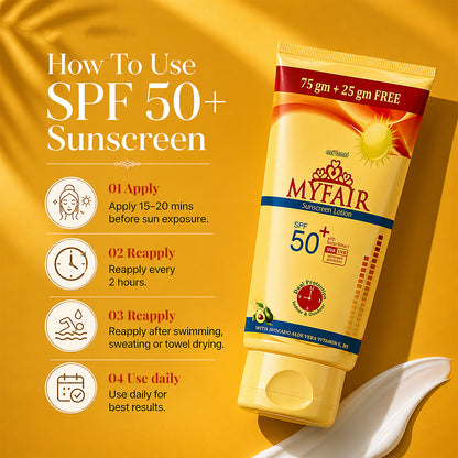 MyFair SPF 50+ Glow Sunscreen Lotion with UVA/UVB Protection