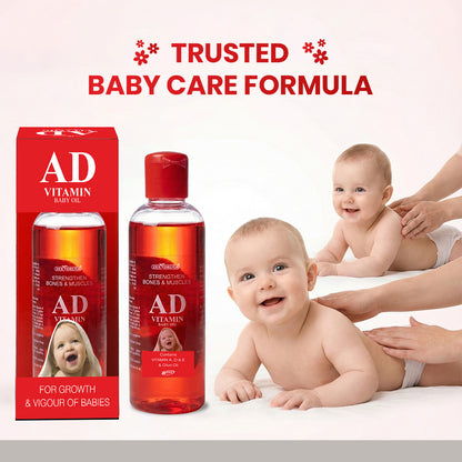 AD Vitamin Baby Oil for Strong Bones, Muscles & Healthy Skin