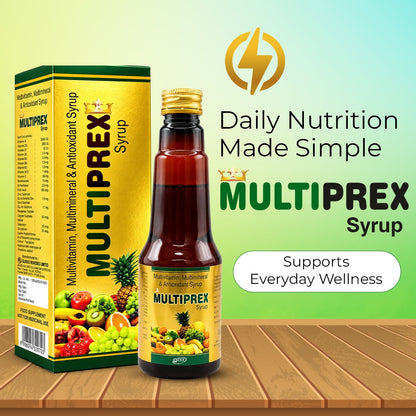 Multiprex Multivitamin Syrup for Daily Energy, Stamina and Immunity Support - 225ml