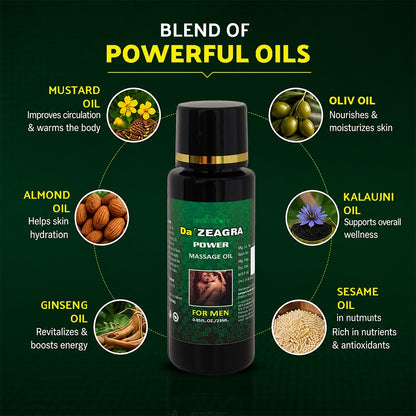 Da' Zeagra Power Massage Oil for Men | For Intimate Performance, Confidence, Vitality & Longer-Lasting Comfort - 25ml