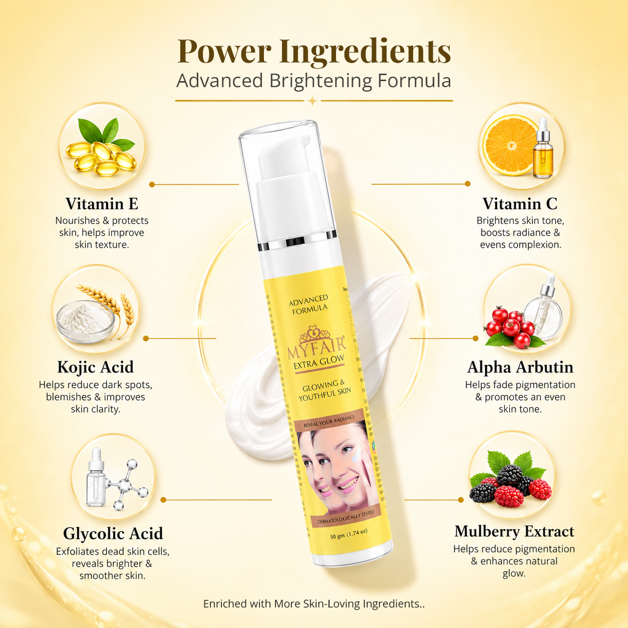 MyFair Extra Glow Cream for Skin Brightening, Radiance & Youthful Glow - 50g