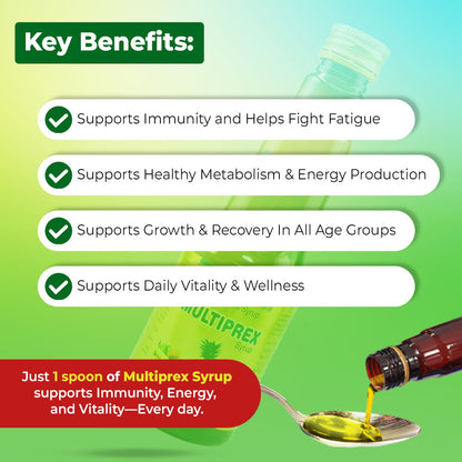 Multiprex Multivitamin Syrup for Daily Energy, Stamina and Immunity Support - 225ml