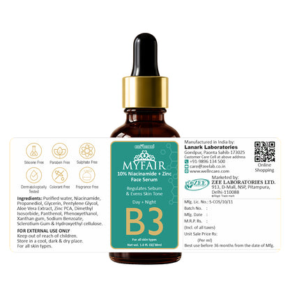 Myfair - 10% niacinamide face serum with zinc - 30 ml