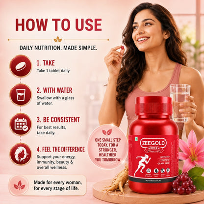 Zeegold Women Multivitamin Tablets for Strength, Immunity, & Stamina - 60 Tablets