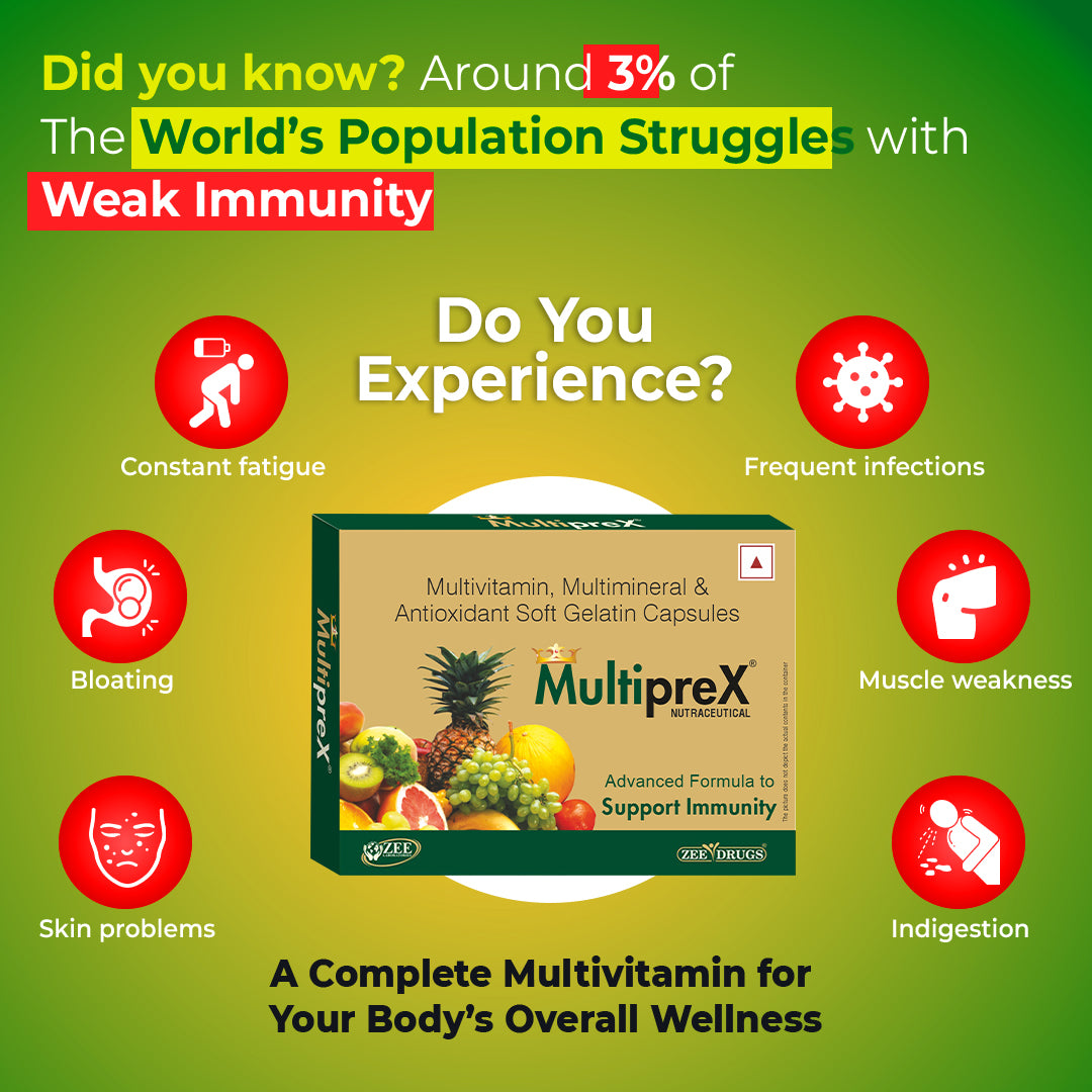 Multiprex Multivitamin Capsules for Daily Energy, Stamina and Immunity Support - 10 Capsules