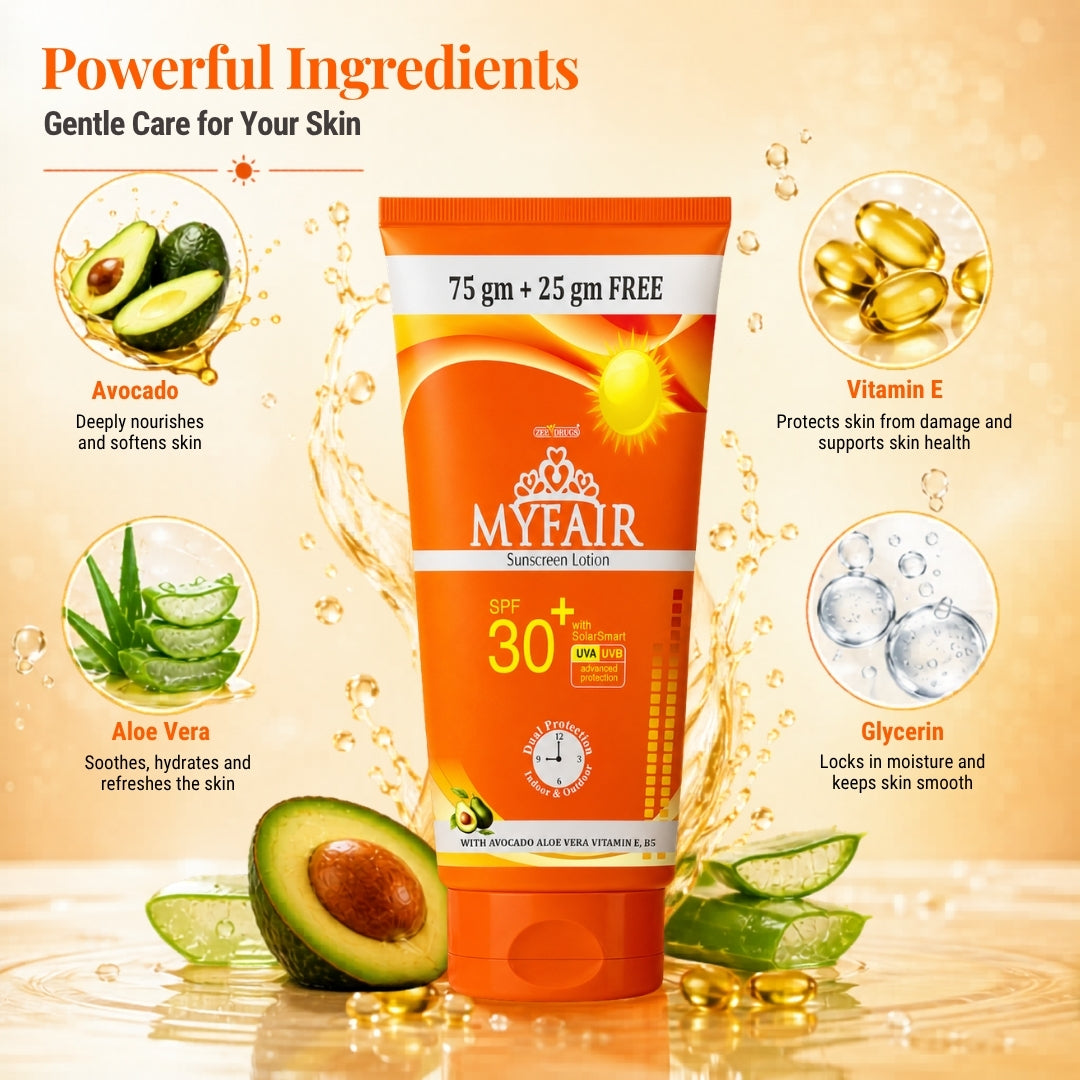 MYFAIR SPF 30+ Sunscreen Lotion with Solar Smart 30 UVA/UVB Protection