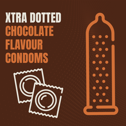 Da'Zeagra Xtra Dotted Condoms for Men | Chocolate Flavour with Super Sized Dots for Long Lasting Comfort - 10 Units