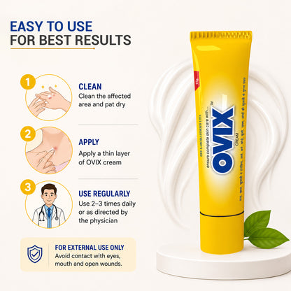 Ovix Skin Care Cream for Skin Infections, Burns, and Shaving Cuts - 15g