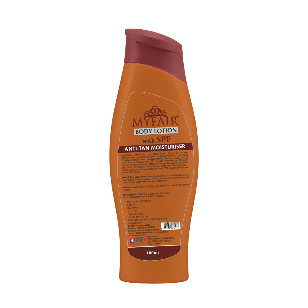 MyFair Anti Tan Body Lotion with SPF | Cocoa Rich Moisturizer | UVA UVB Protection | 100ml