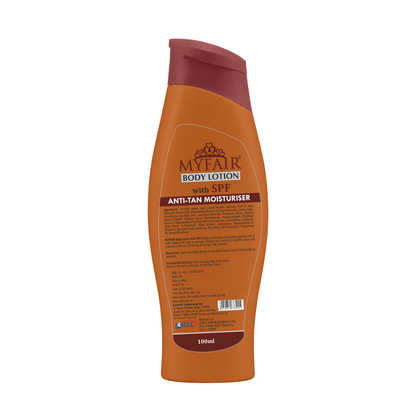 MyFair Anti Tan Body Lotion with SPF | Cocoa Rich Moisturizer | UVA UVB Protection | 100ml