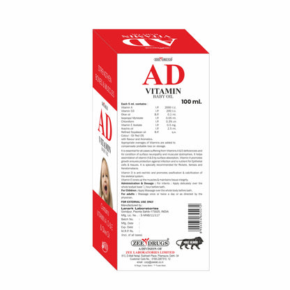 AD Vitamin Baby Oil for Strong Bones, Muscles & Healthy Skin