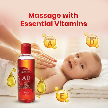 AD Vitamin Baby Oil for Strong Bones, Muscles & Healthy Skin