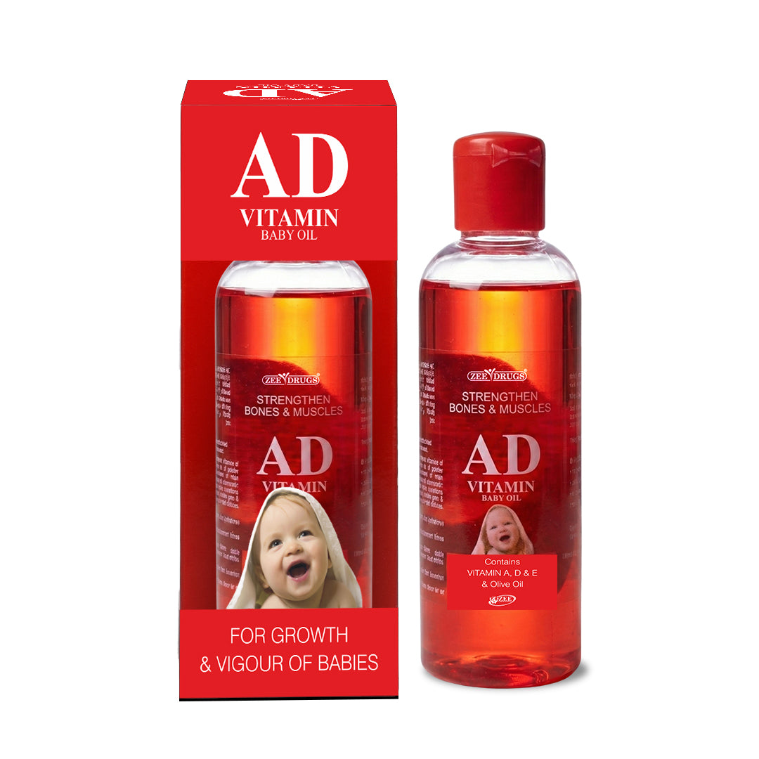 AD Vitamin Baby Oil for Strong Bones, Muscles & Healthy Skin