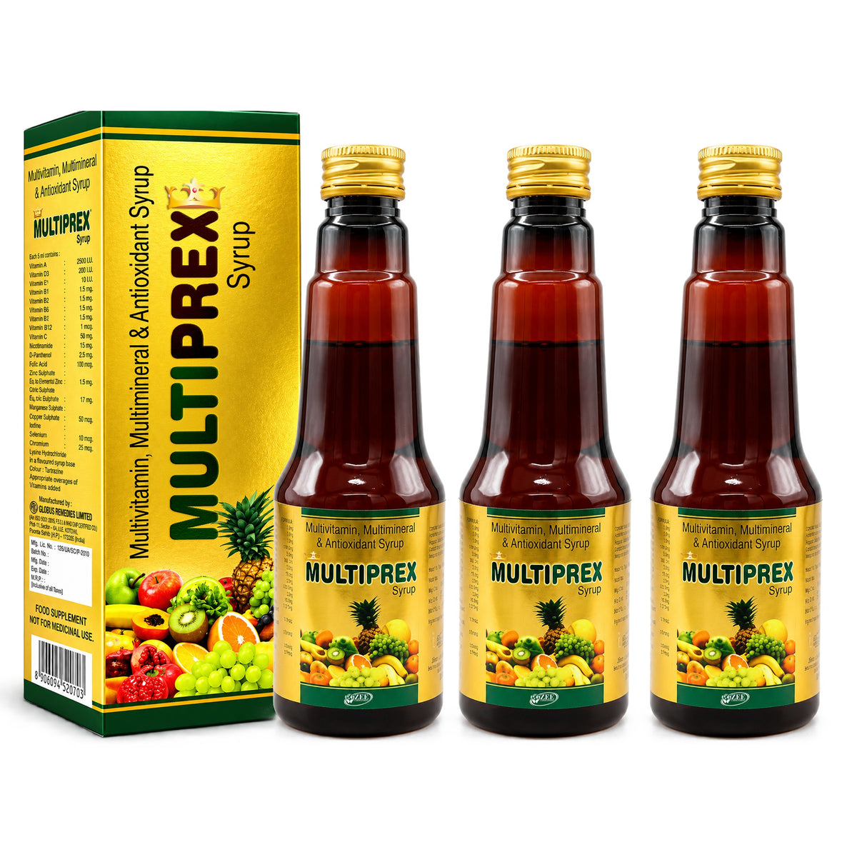 Multiprex Multivitamin Syrup for Daily Energy, Stamina and Immunity Support - 225ml