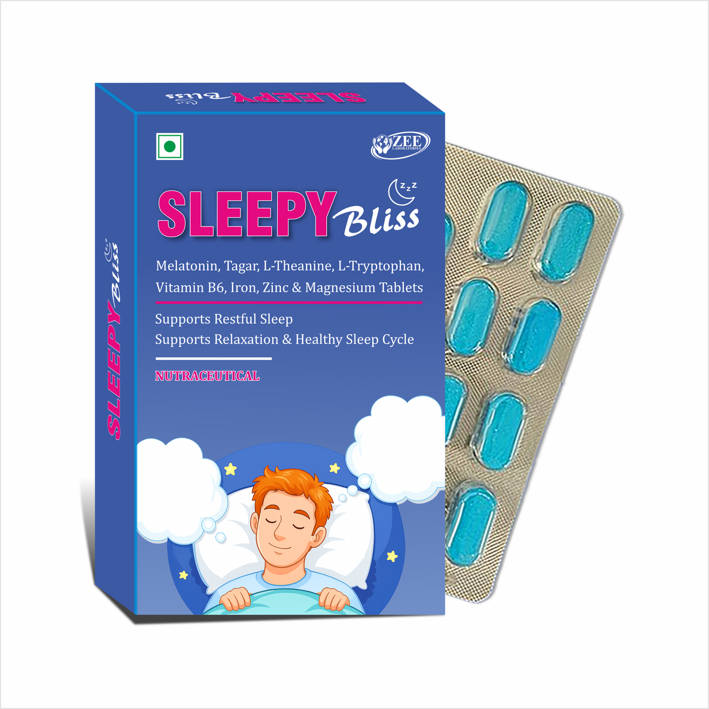 Sleepy Bliss Tablets for Restful Sleep & Mind Relaxation | Non-Habit Forming Sleeping Supplement - 30 Tablets