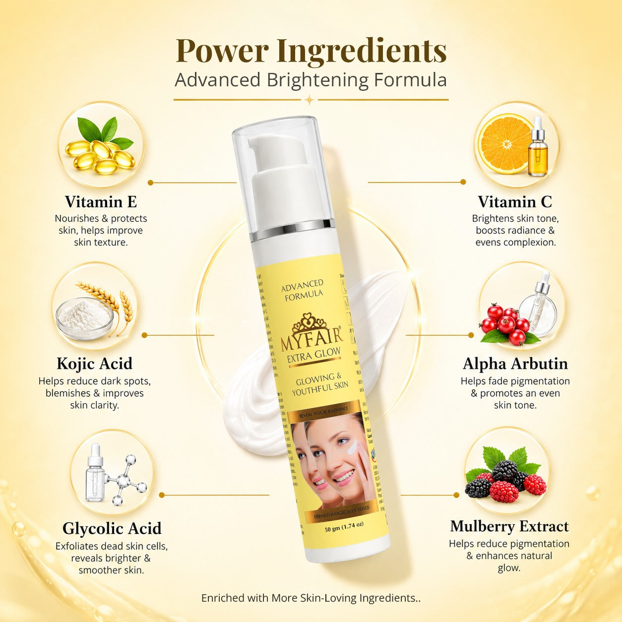 MyFair Extra Glow Cream for Skin Brightening, Radiance & Youthful Glow - 50g