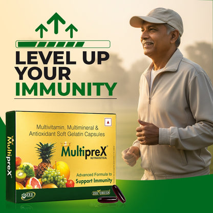 Multiprex Multivitamin Capsules for Daily Energy, Stamina and Immunity Support - 10 Capsules