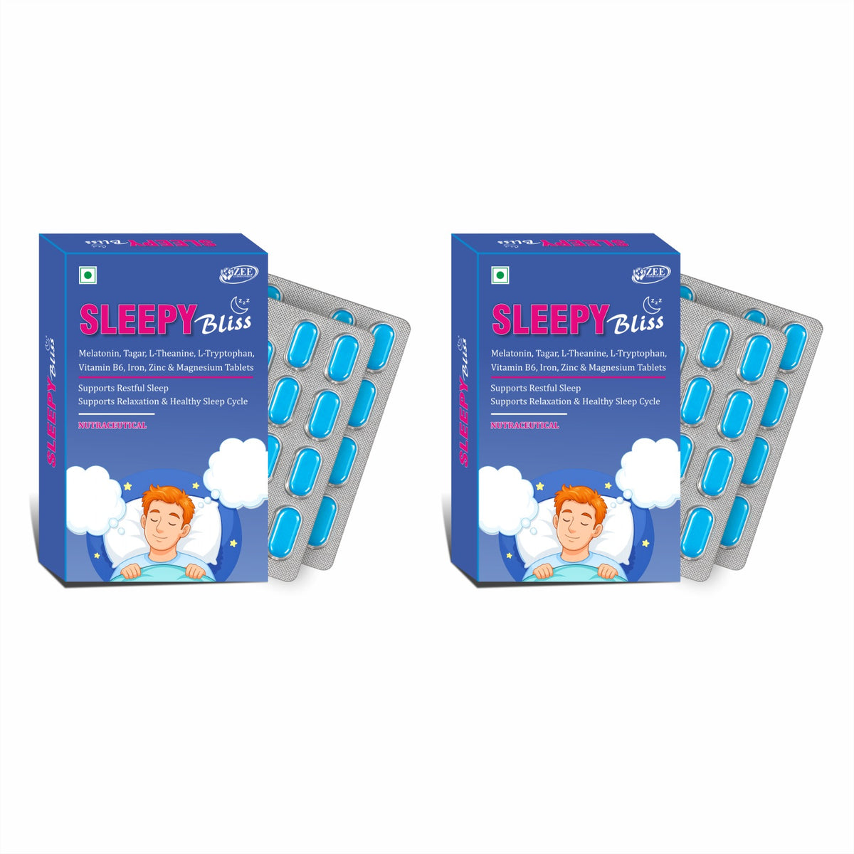 Sleepy Bliss Tablets for Restful Sleep & Mind Relaxation | Non-Habit Forming Sleeping Supplement - 30 Tablets
