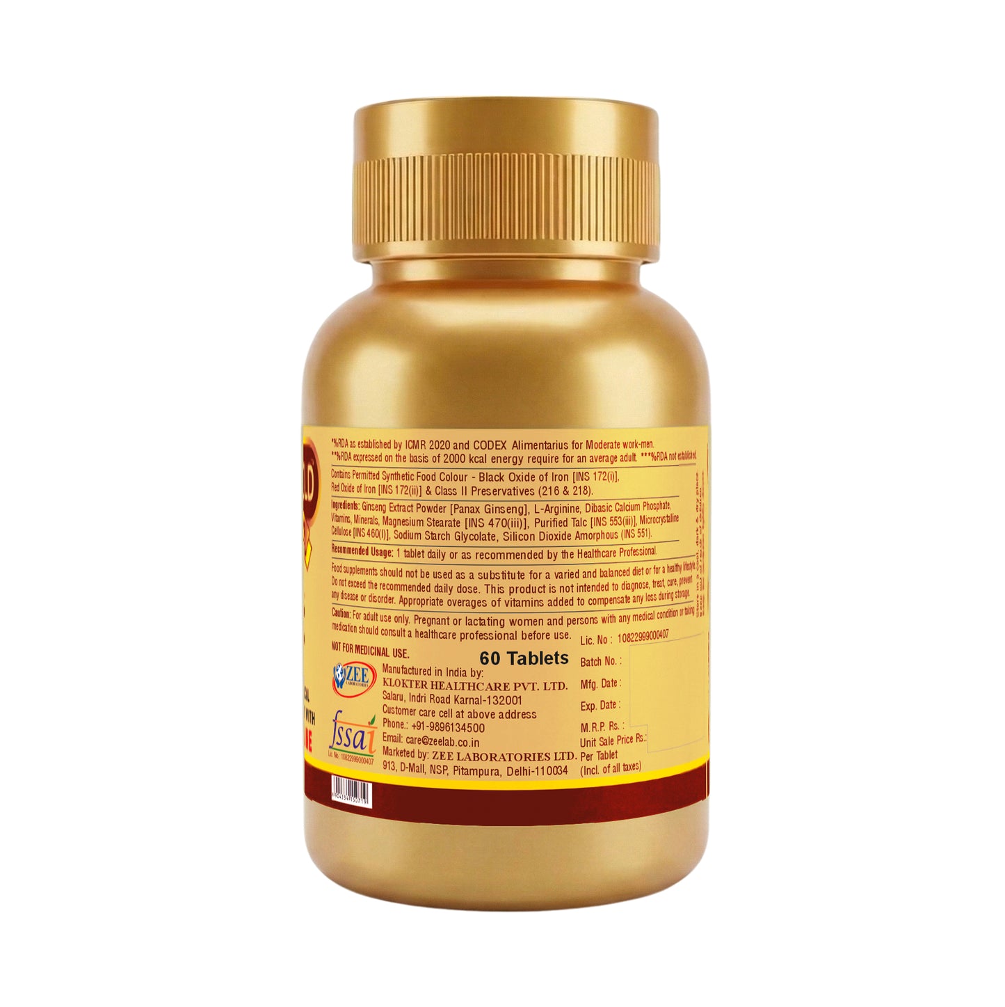Zeegold Strong Multivitamins Tablets for Men - 60 Tablets