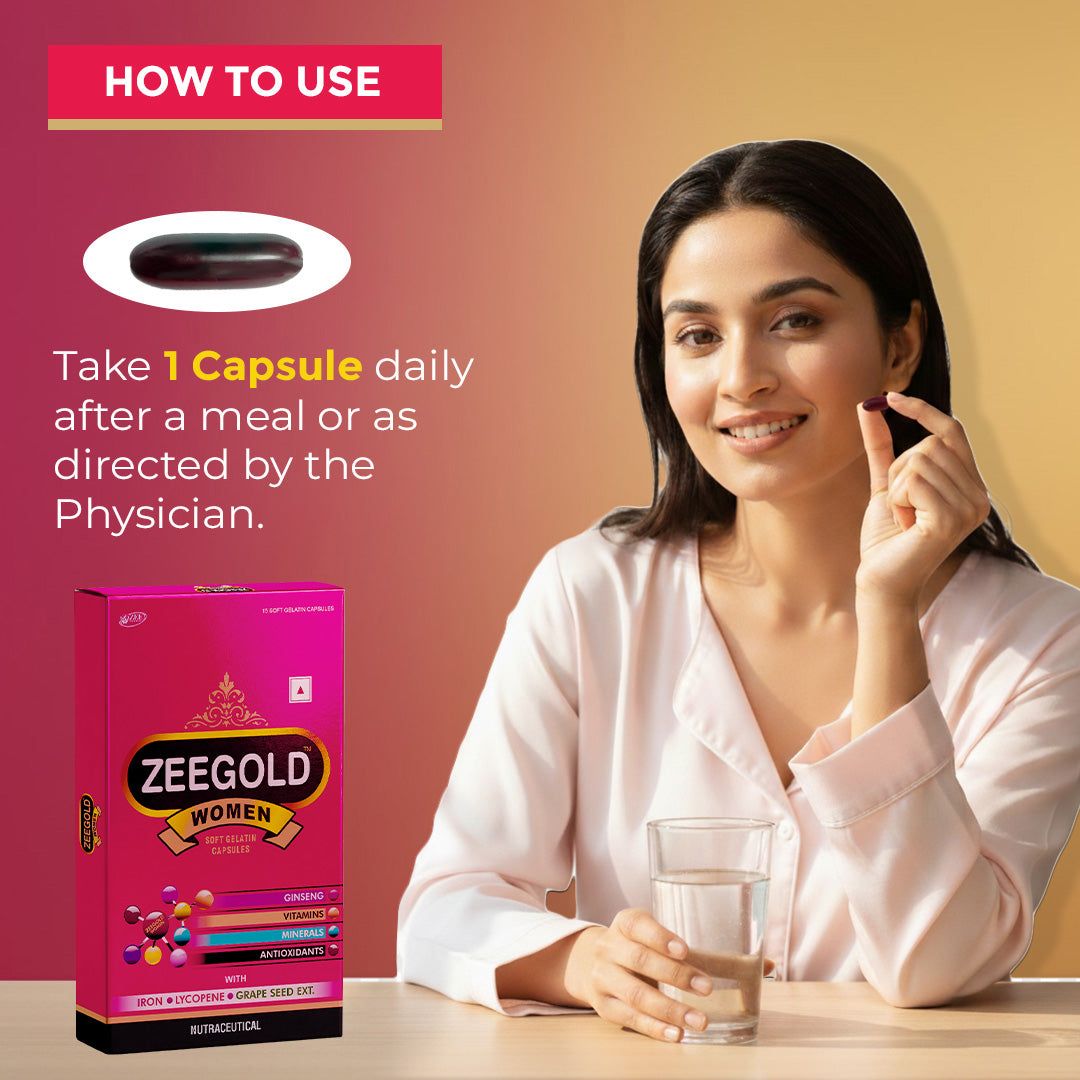Zeegold Women Multivitamin Capsules for Daily Energy, Stamina and Immunity - 15 Capsules