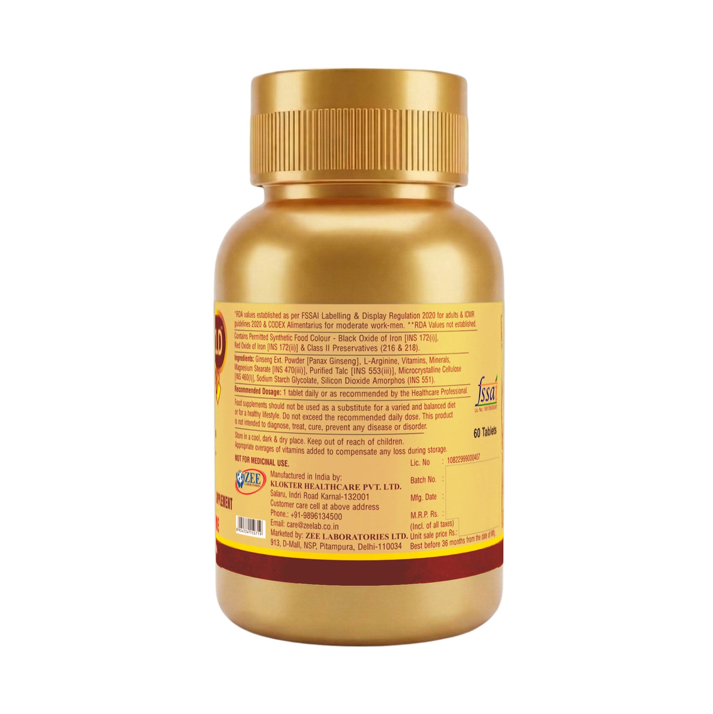 Zeegold Strong Multivitamins Tablets for Men - 60 Tablets