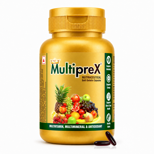 Multiprex Nutraceutical Soft Gelatin Multivitamin Capsules for Daily Energy, Stamina and Immunity Support - 60 Capsules