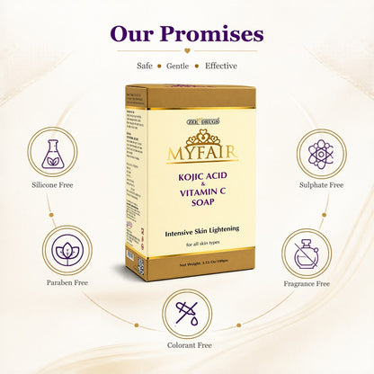 MyFair Kojic Acid & Vitamin C Soap for Dark Spots, Pigmentation, Acne & Skin Brightening - 100g