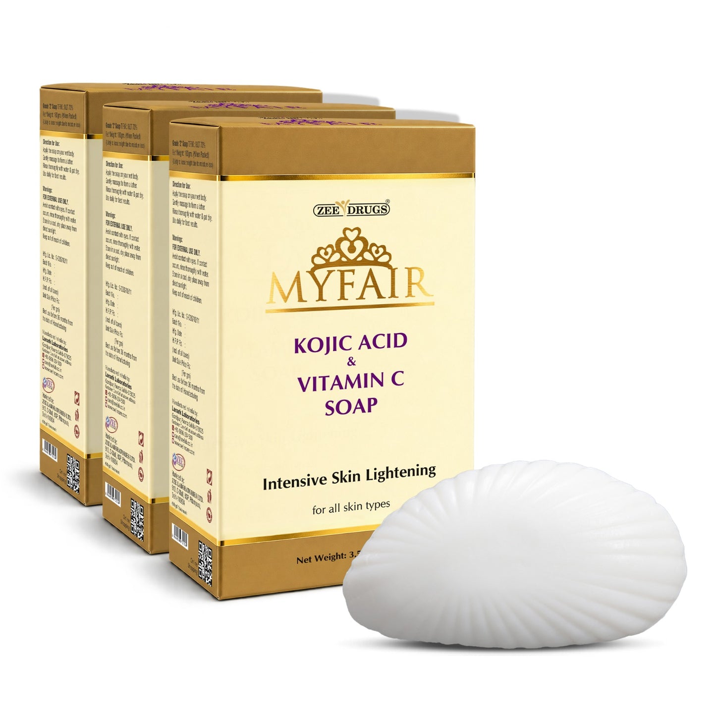 MyFair Kojic Acid & Vitamin C Soap for Dark Spots, Pigmentation, Acne & Skin Brightening - 100g