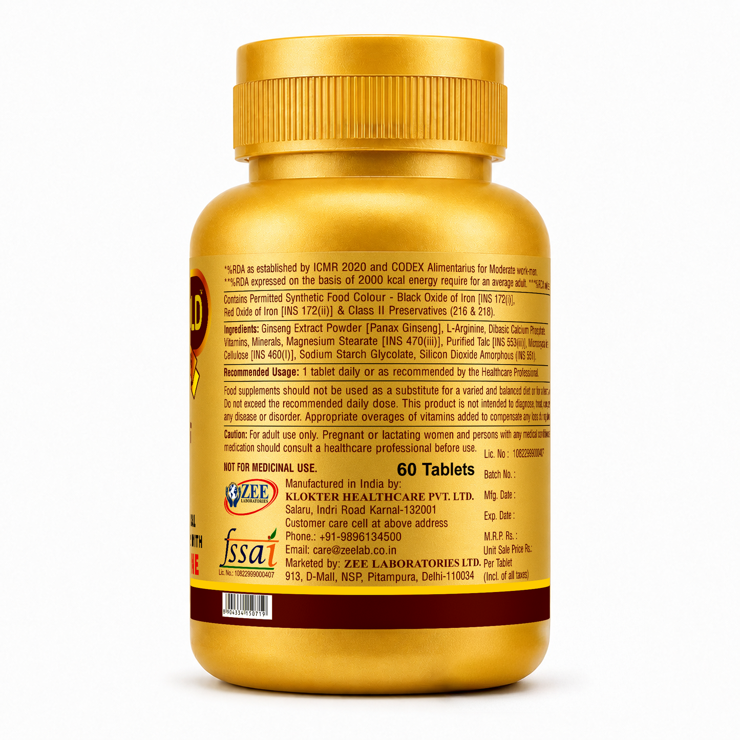 Zeegold Strong Multivitamins Tablets for Men - 60 Tablets